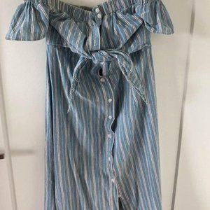 Nordstrom Everly Off the Shoulder Striped Midi Dress (S)